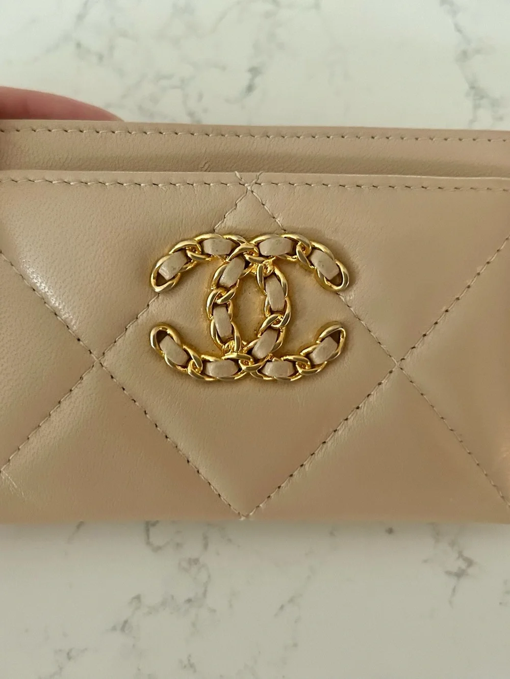 CHANEL 19 Quilted Leather Card Holder